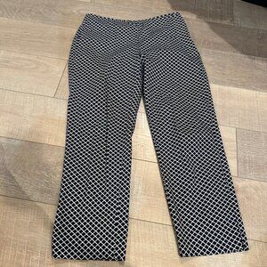 Talbots Black & White Cropped Wide-Leg Patterned Pants